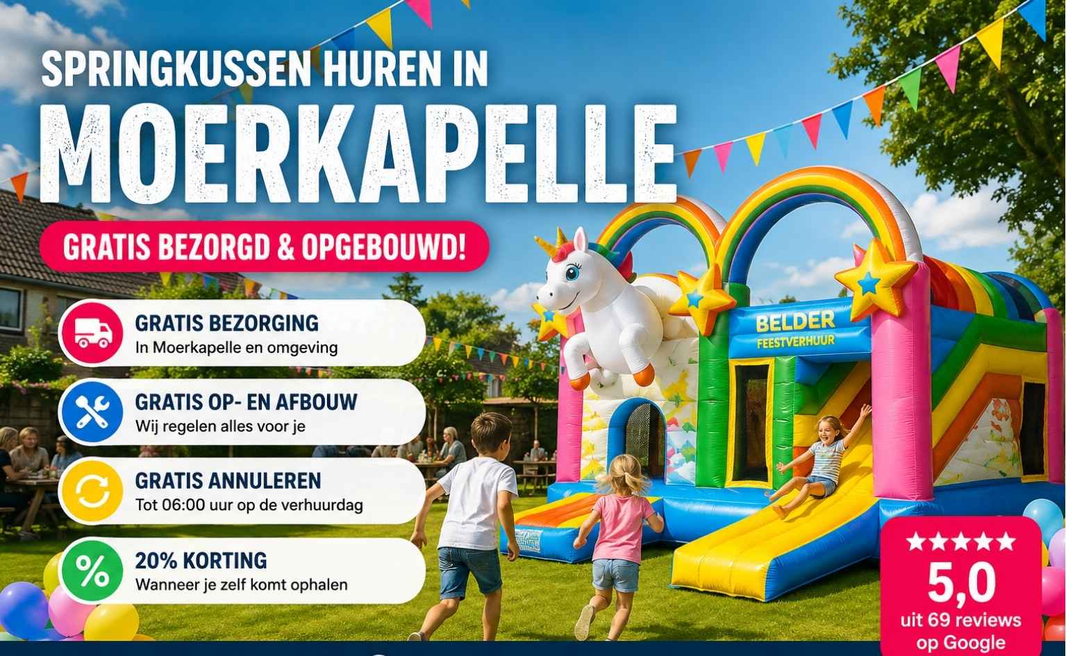 Springkussen huren in Moerkapelle - gratis bezorgd en opgebouwd