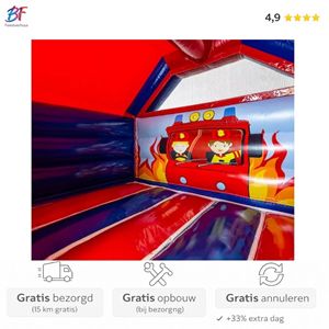 Brandweer springkussen met glijbaan huren in Nieuwerkerk a/d IJssel en omstreken