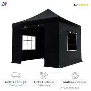 Compacte 3x3 easy up tent huren in Zuid-Holland. Ideaal voor kleine feesten en volledig All-In geleverd inclusief opbouw.