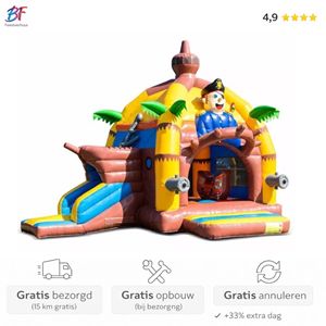 Multifun piraat springkussen huren | Regio Rotterdam & Waddinxveen Multifun piraat springkussen met glijbaan huren in Nieuwerkerk a/d IJssel en omstreken