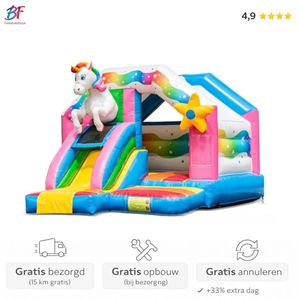 Springkussen unicorn middel huren |Waddinxveen, gouda en omstreken.