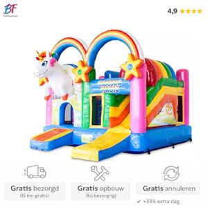Unicorn XXL springkussen huren | Regio Gouda & Rotterdam Unicorn XXL springkussen met glijbaan huren in Nieuwerkerk a/d IJssel en omstreken