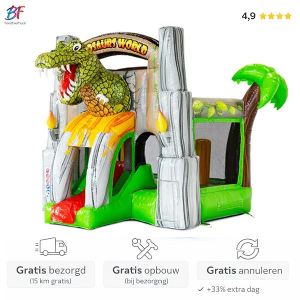 Dino springkussen huren met glijbaan | Regio Gouda & Rotterdam Dino springkussen met glijbaan huren in Nieuwerkerk a/d IJssel en omstreken
