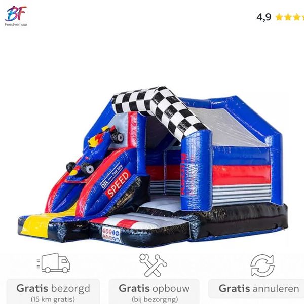 Formule 1 springkussen met glijbaan huren in Nieuwerkerk a/d IJssel en omstreken