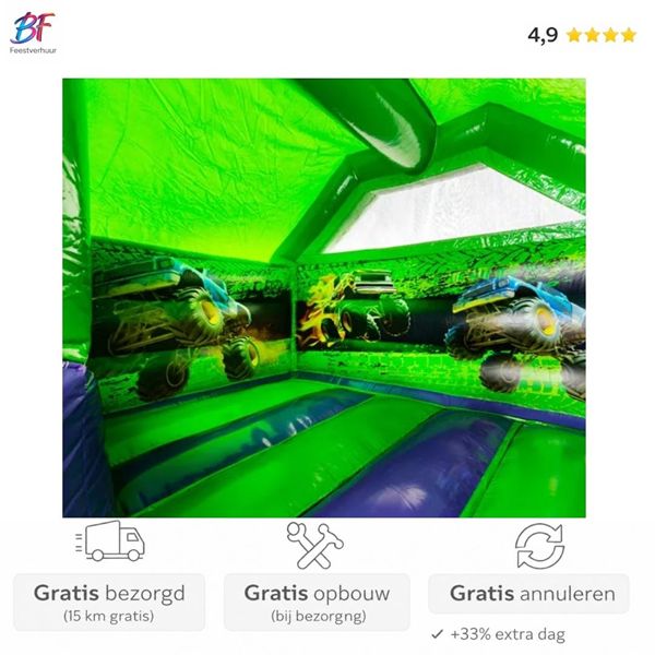 Monstertruck springkussen huren met glijbaan | Regio Waddinxveen & Gouda Monstertruck springkussen met glijbaan huren in Nieuwerkerk a/d IJssel en omstreken