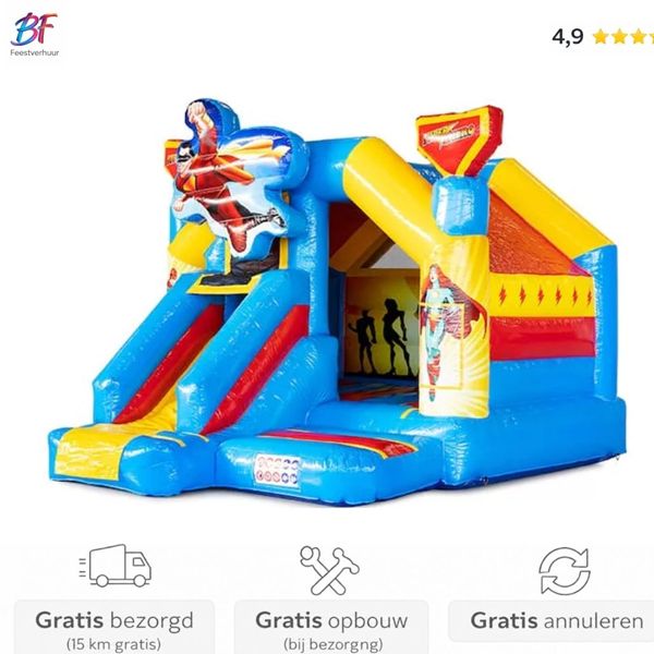 Superhero springkussen huren met glijbaan | Regio Rotterdam & Capelle Superhero springkussen met glijbaan huren in Nieuwerkerk a/d IJssel en omstreken