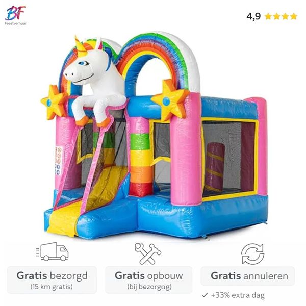 Unicorn springkussen huren met glijbaan | Regio Gouda & Rotterdam Unicorn springkussen met glijbaan huren in Nieuwerkerk a/d IJssel en omstreken
