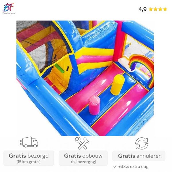 Unicorn XL springkussen huren | Regio Rotterdam & Waddinxveen Groot unicorn springkussen met glijbaan huren in Nieuwerkerk a/d IJssel en omstreken